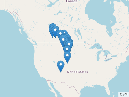 Locations where Thescelosaurus fossils were found.