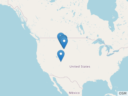 Locations where Sauropelta fossils were found.